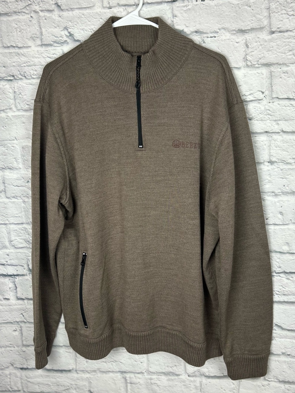 Beretta Techno Windshield Men’s XXL Brown Wool Blend Half Zip Sweater Italy
